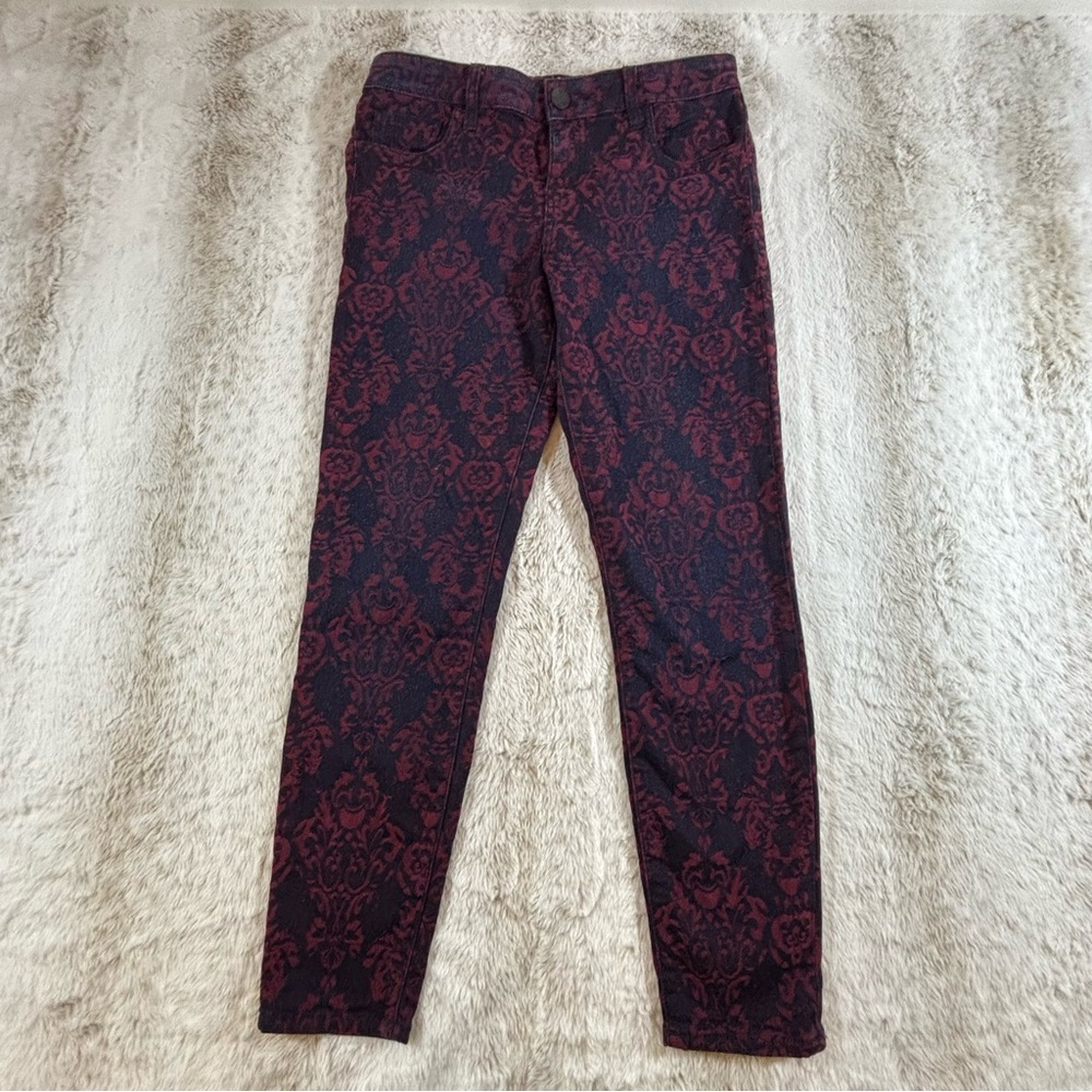 Kut from the Kloth Brigitte Ankle Skinny Pants Damask Print Size 6